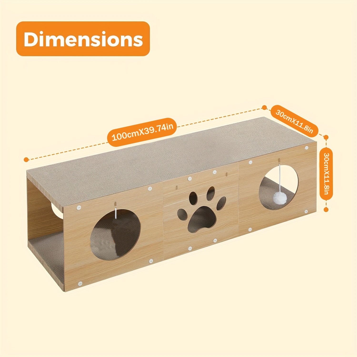 MUlti - Hole Fun Cat Tunnel With Scratching Board And Game Pom Pom Cat Tunnel House, Interactive Cat Scratching House, Self - improvement Drilling Hole Teaser, Must - have For Multi - Cat Families - 5 - CJ
