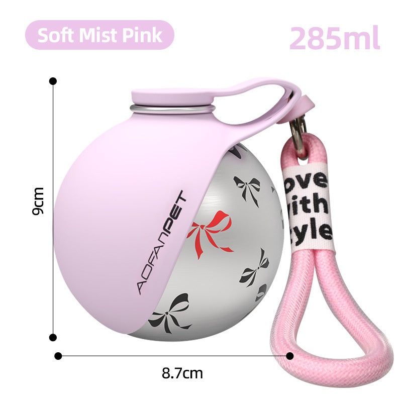 Creative Portable Outdoor Pet Stainless Steel Water Cup Small Dog Water Bottle Convenient Dog Drink Dispenser Puppy Travel Portable Water Bowl Pet Products - 0 - CJ - Pink - Printed - CJDT275848901AZ