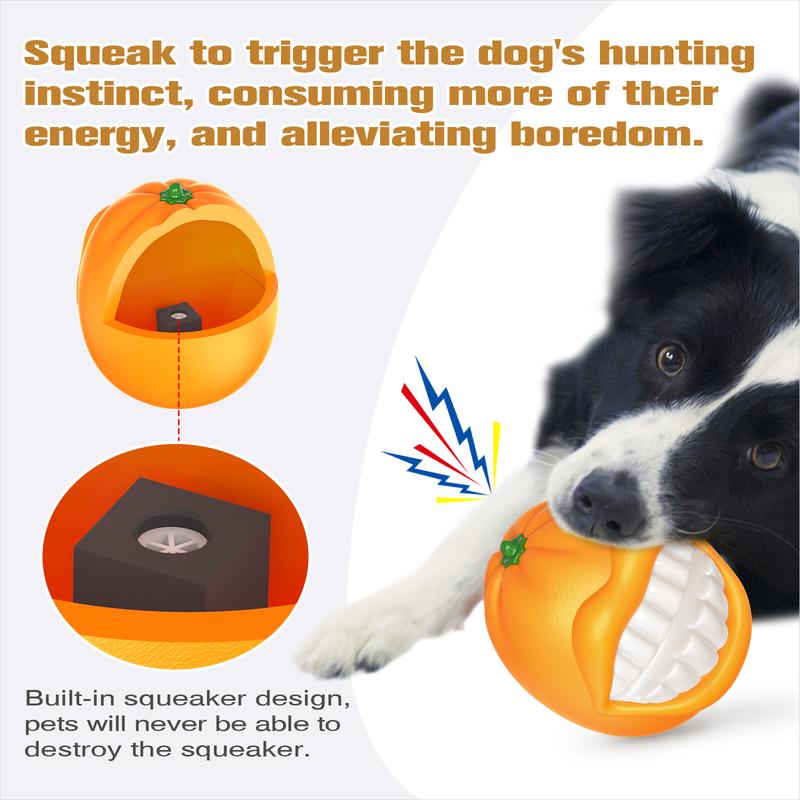 PROKEl Dog Toys Squeak Chew Toys Tough Ballfor Medium Large Extra Aggressive ChewersringDogs Breed Interactive Enduring IndestructibleSqueaky Toy Training Fetch Orange Plainindestructible Dogtoy Squea - 5 - CJ