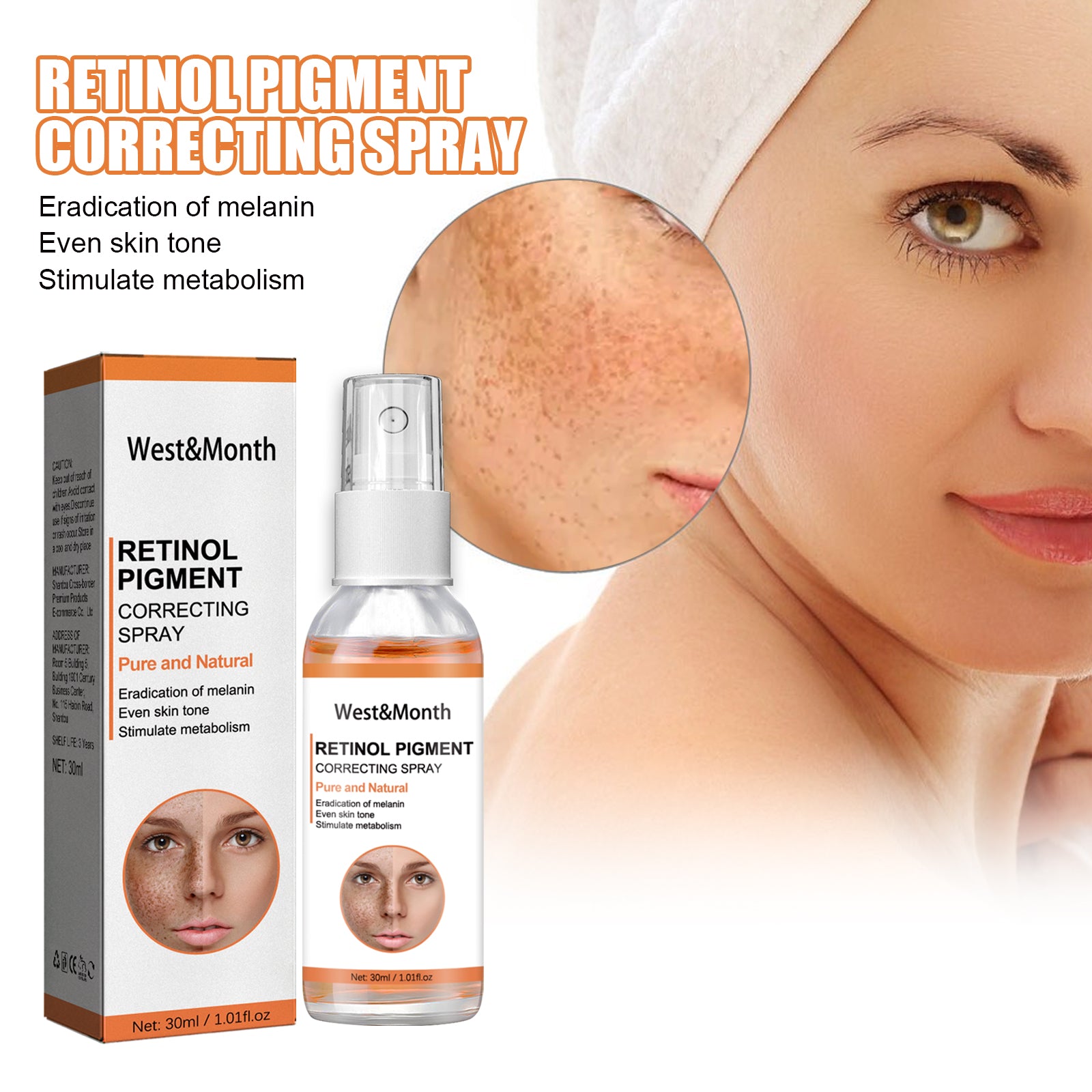 West&Month Retinol Pigment Correcting Spray, Lightening Spots Moisturizing Whitening Skin Care Spray - 5 - CJ