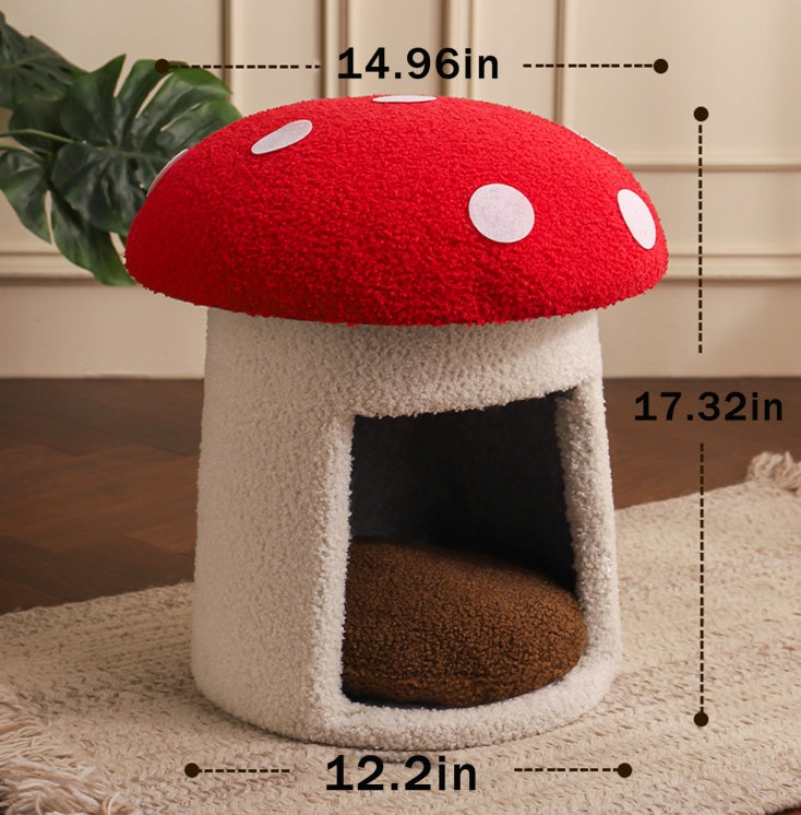 Extra Large Red Umbrella Mushroom Cat Bed, Scratch - resistant And Wear - resistant, Removable And Washable, Universal Pet Seat Bed For All Seasons, Pet Cat Bed, High - looking Mushroom Cat House - 5 - CJ