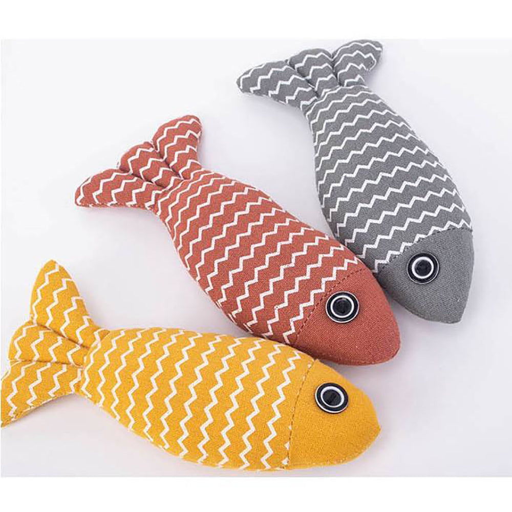 Burlap Fish Catnip Cat Toy, Throw Pillow, Teething Cat Toy, Fancy Cat Toy, Tough Bite, Sturdy Cat Toys Catnip Crinkle Sound Toys Soft And Durable, Interactive Cat Kicker Toys For Indoor Kitten - 5 - CJ