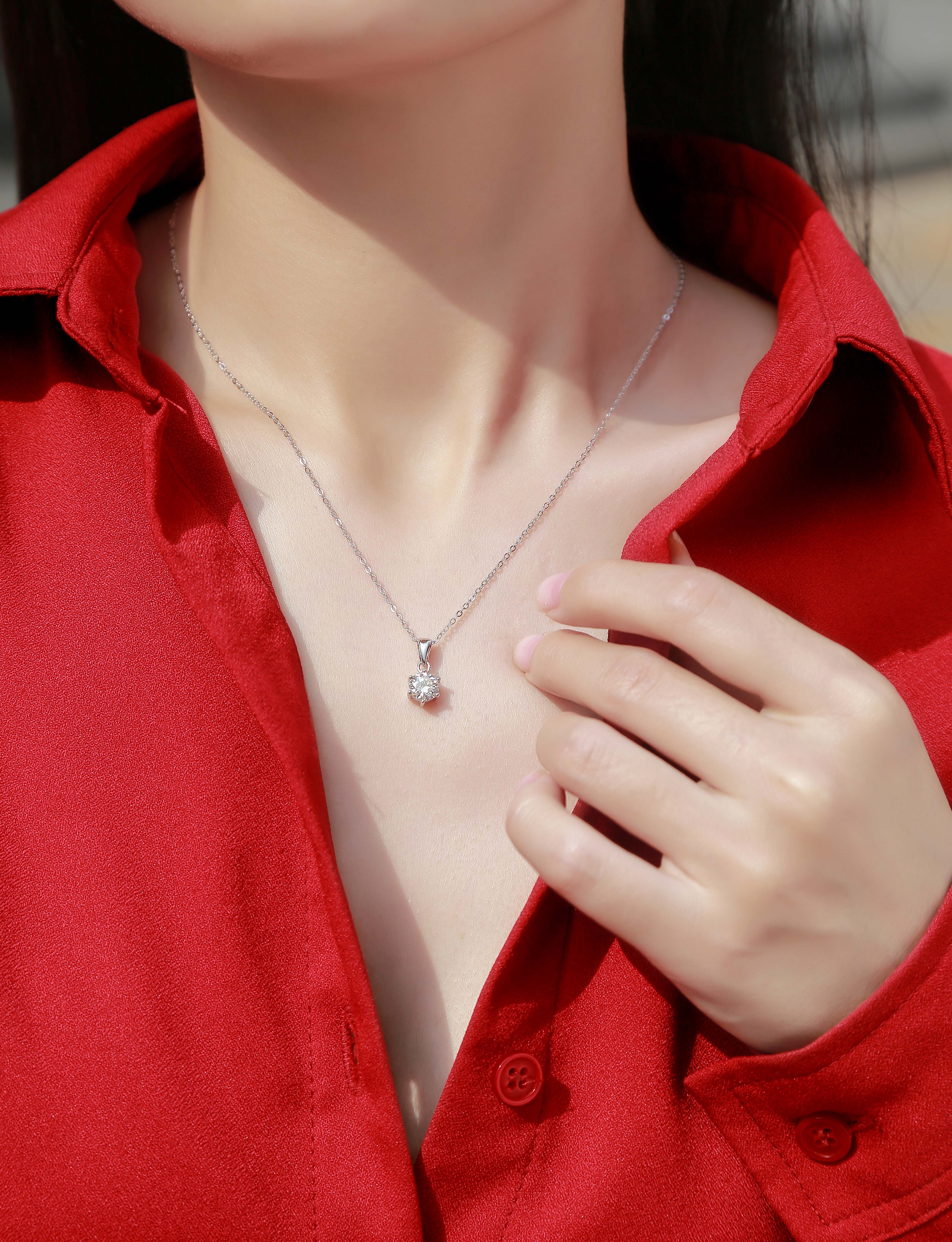 Breeze Dance - Affordable Diamond Jewelry Necklace Pendant Set With 1 - carat, 2 - carat And 3 - carat Moissan Diamonds, S925 Sterling Silver And Platinum - plated - Prohibit TikTok Sales - 5 - cjdropshipping