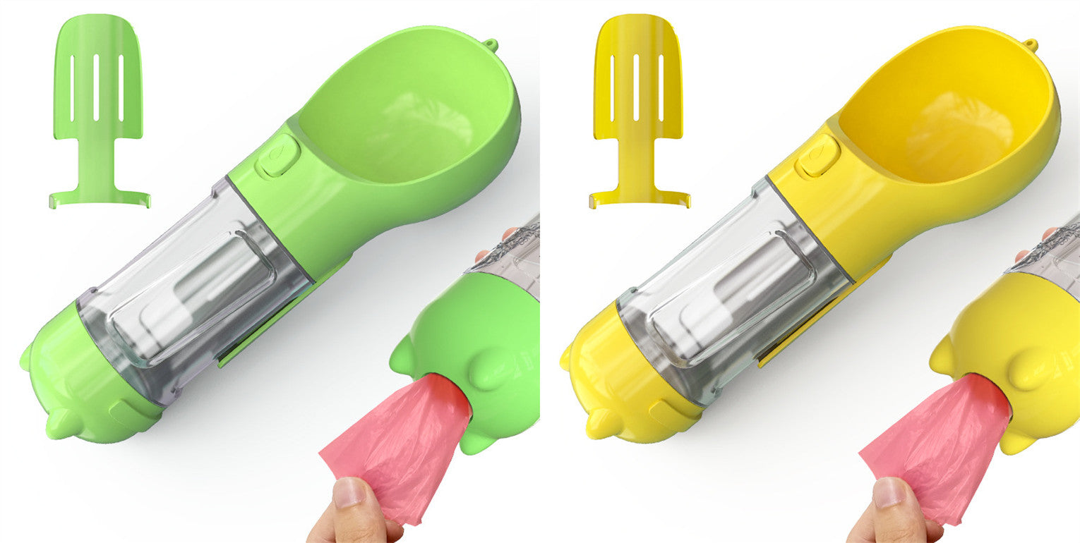 Pet Water Bottle Feeder Bowl Garbage Bag Storage Portable Pet Outdoor Travel 3 In 1 Dog Water Bottle - 0 - CJ