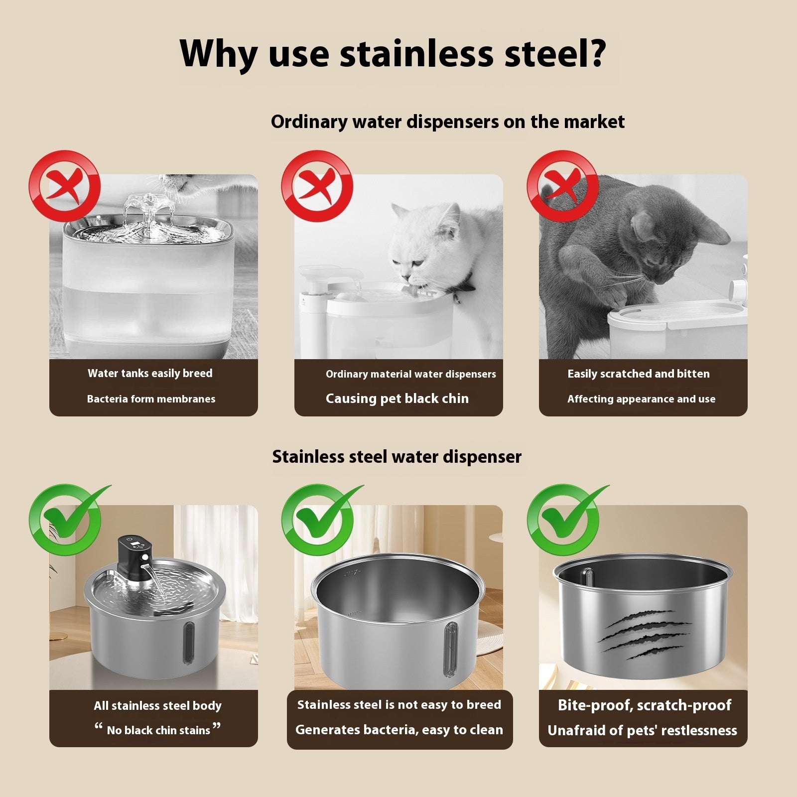 Cat Water Fountain Stainless Steel Constant Temperature Heating Cycle - 0 - CJ