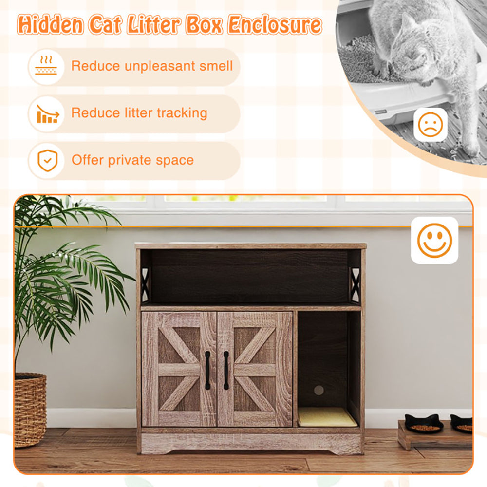 Cat Litter Box Enclosure Hidden Cat Washroom Furniture With Storage - 5 - cjdroshippping