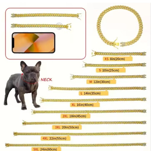 US LOCAL STOCK Hiphoppet Beautiful Hot Sale Luxury Alloy Dog Chain Sparkling Diamond Secure Metal Chain Choker For Dogs And Cats - 5 - CJ