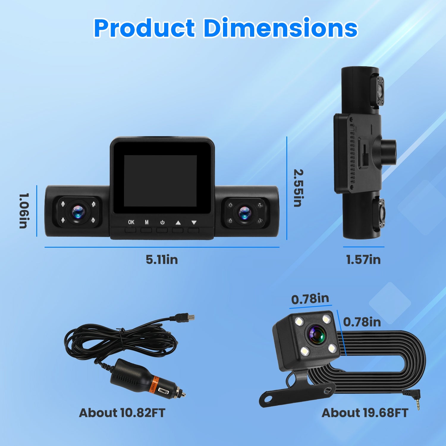 1Pc 360 Degree View FHD 4 Channel Dash Cam 1080P Front 480P Rear Left Right Inside Dash Camera With IR Night Vision Loop Recording Motion Detection Free 32GB MMC Card - 5.0 - CJ