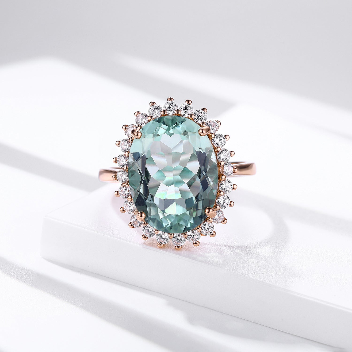 S925 Silver Set Natural Green Crystal Ring Wedding Jewelry Female - 4 - CJ