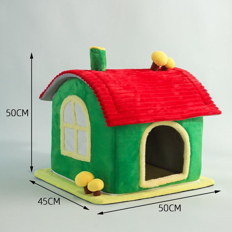 Cat Bed Indoor Enclosed Warm Cave - Cat Bed With Removable Cleaning Mat, Ample Interior Space, Comfortable And Soft Pet House, Red And Green Colors, Cute And Friendly Indoor Cat Bed, Universal Cat Bed - 5 - cjdroshippping