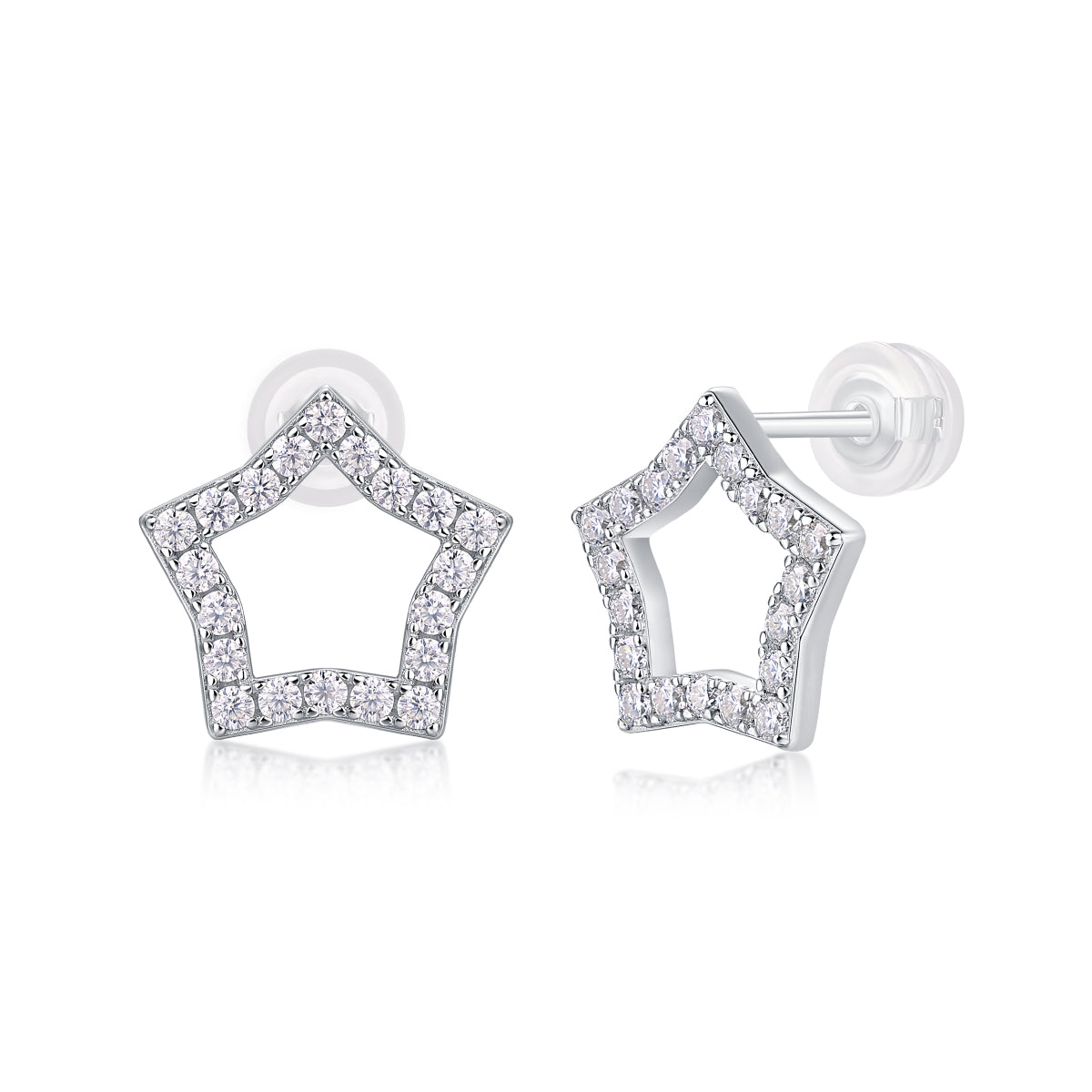 1Tonight New Star - S925 Moissanite Sterling Silver Earrings With Platinum - plated Stud Earrings, Fashionable, Trendy And Affordable Jewelry Prohibit Tk Sales - 5 - cjdropshipping
