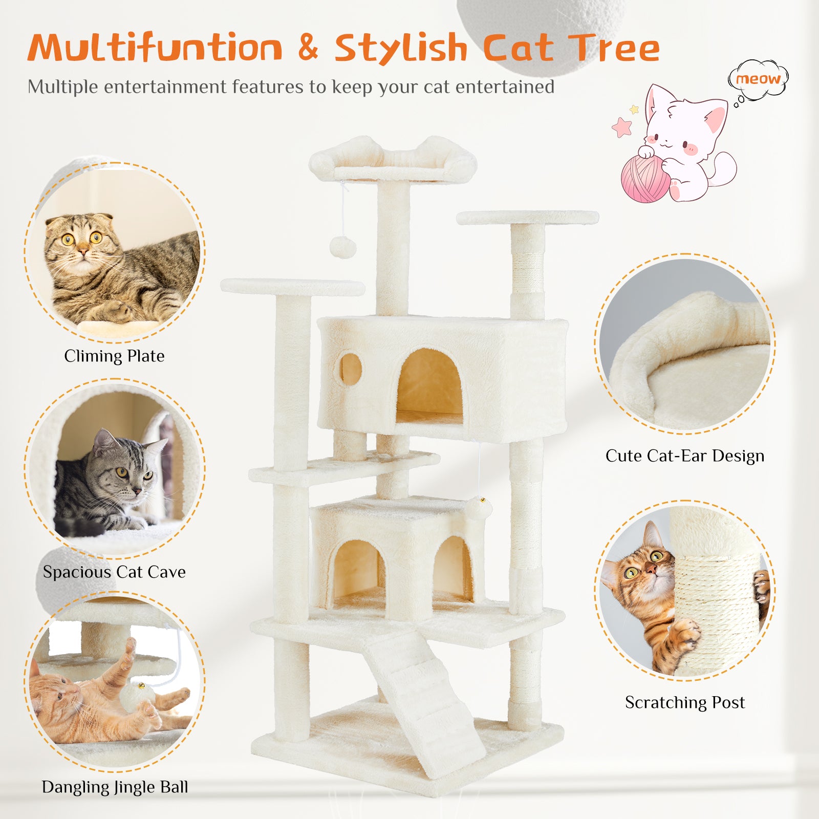 Multi Functional Cat Treehouse Cat Climbing Frame - 5 - CJ