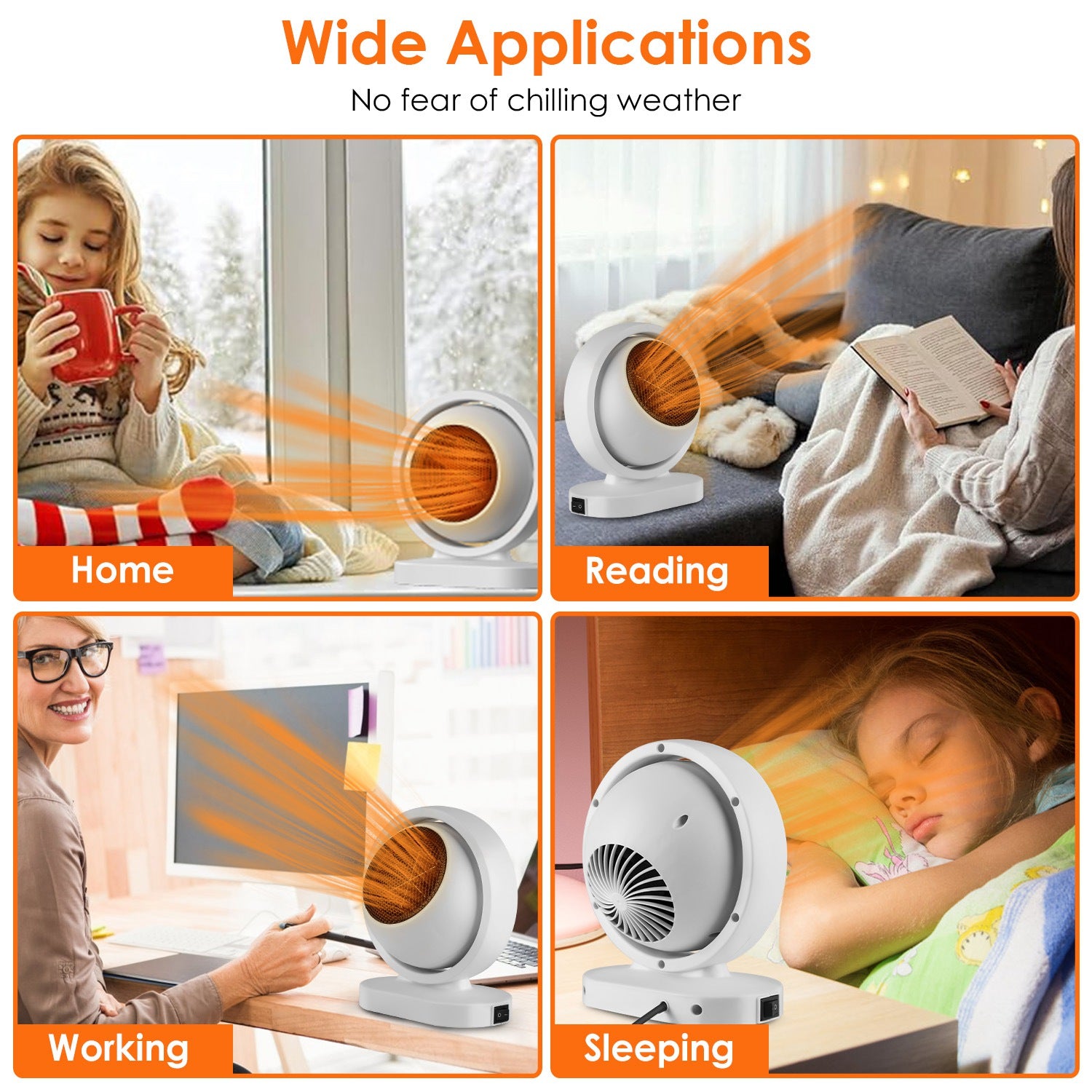 1Pc 380W Space Heater With 30 Degree Tilting Angle 3S Fast Heating Portable Desktop Electric Heater For Indoor Use With Overheat Protection Tip Over Protection For Home Office - 5 - CJ