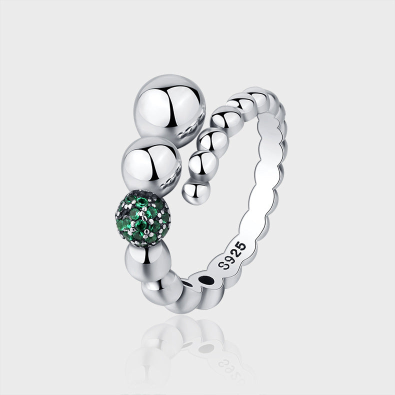 S925 Sterling Silver Personality Geometric Beaded Snowball Ring - 4 - https://x.com/titan_prim62775J