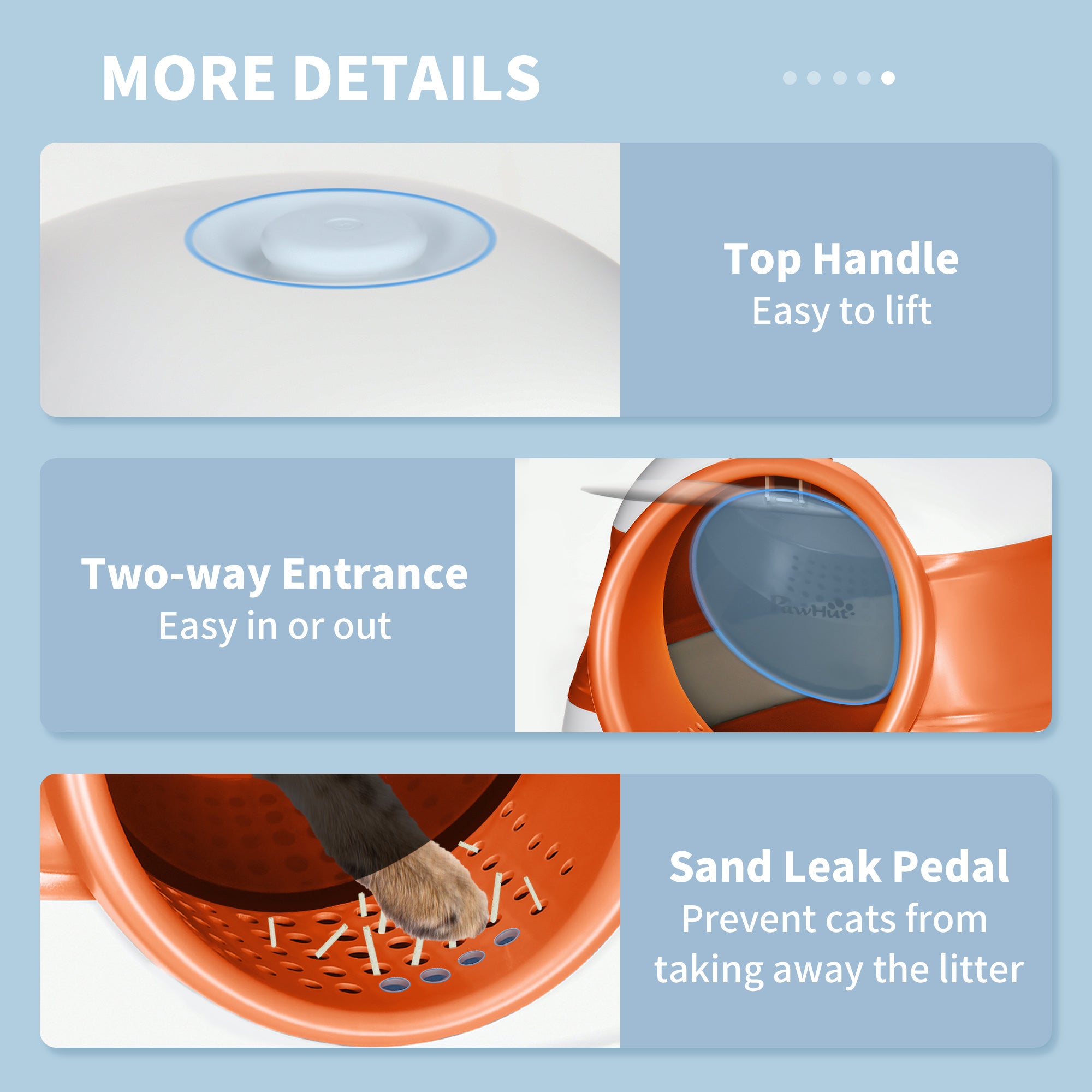 Dome Covered Cat Litter Box with Lid, White and Orange - 5 - CJ