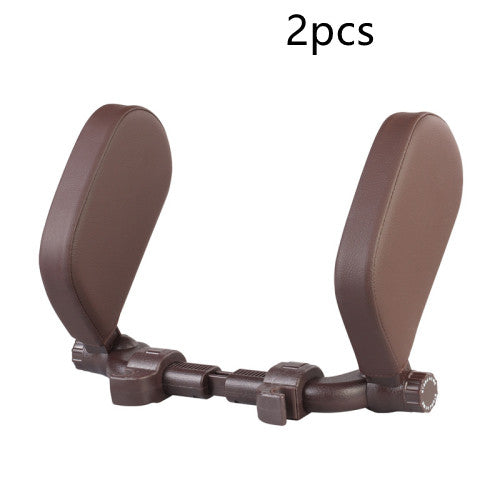 Car headrest pillow Sleep Adjustable Side Car Soft Travel Seat Headrest Auto Leather Support Neck Pillow Cushion car accessories - 0 - CJ - Coffee 2pcs - CJQCQCQC00615 - Coffee 2pcs