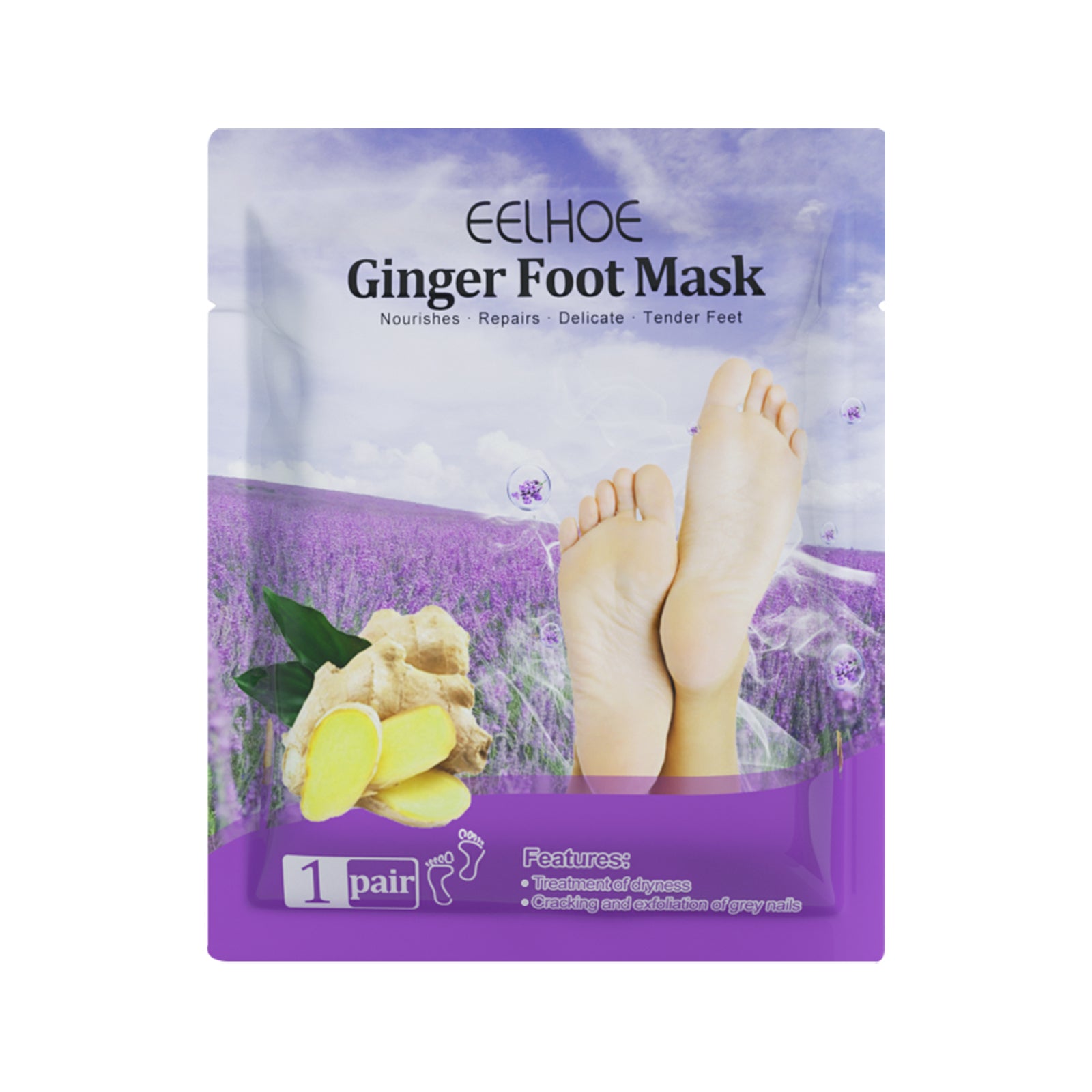 EELHOE Ginger Foot Mask (Bag) Foot Moisturizing, Nourishing, Rejuvenating, Exfoliating, Removing Dead Skin, Dry And Cracked Skin Care Foot Mask - 5 - CJ