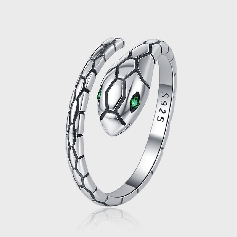 925 Sterling Silver Green Snake Eye Ring Can Be Worn By Men And Women - 4 - CJ
