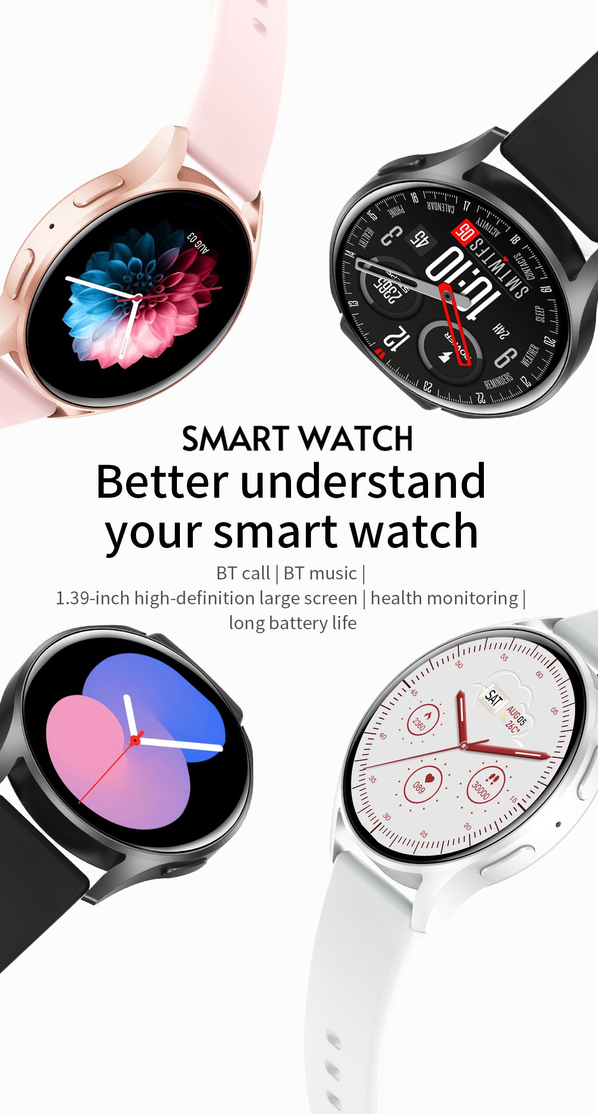 Trendy Smart Watch, Smart Watch For Men And Women, Make,answer Calls, Wireless Smart Watch, Fitness Tracker With Calorie Tracker, Pedometer, Text Notifications, Compatible With IPhone And Android, Per - 5 - CJ