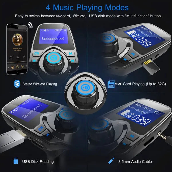 Car Wireless FM Transmitter MP3 Player Hand - Free Call USB Charger AUX Input - 5 - CJ