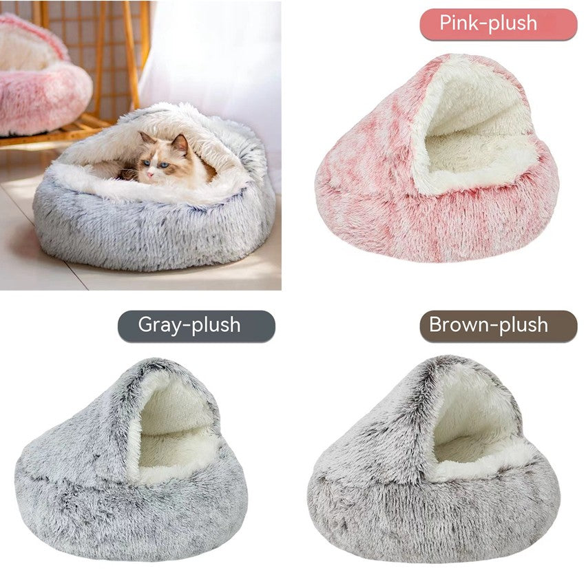 Semi - closed Cat Bed Four Seasons Universal Cover Shell Nest Small Dog Winter Pet Supplies - 0 - CJ