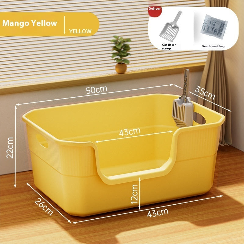 Oversized Splash - proof Cat Litter Box Oversized Open Semi - closed Cat Toilet - 0 - CJ
