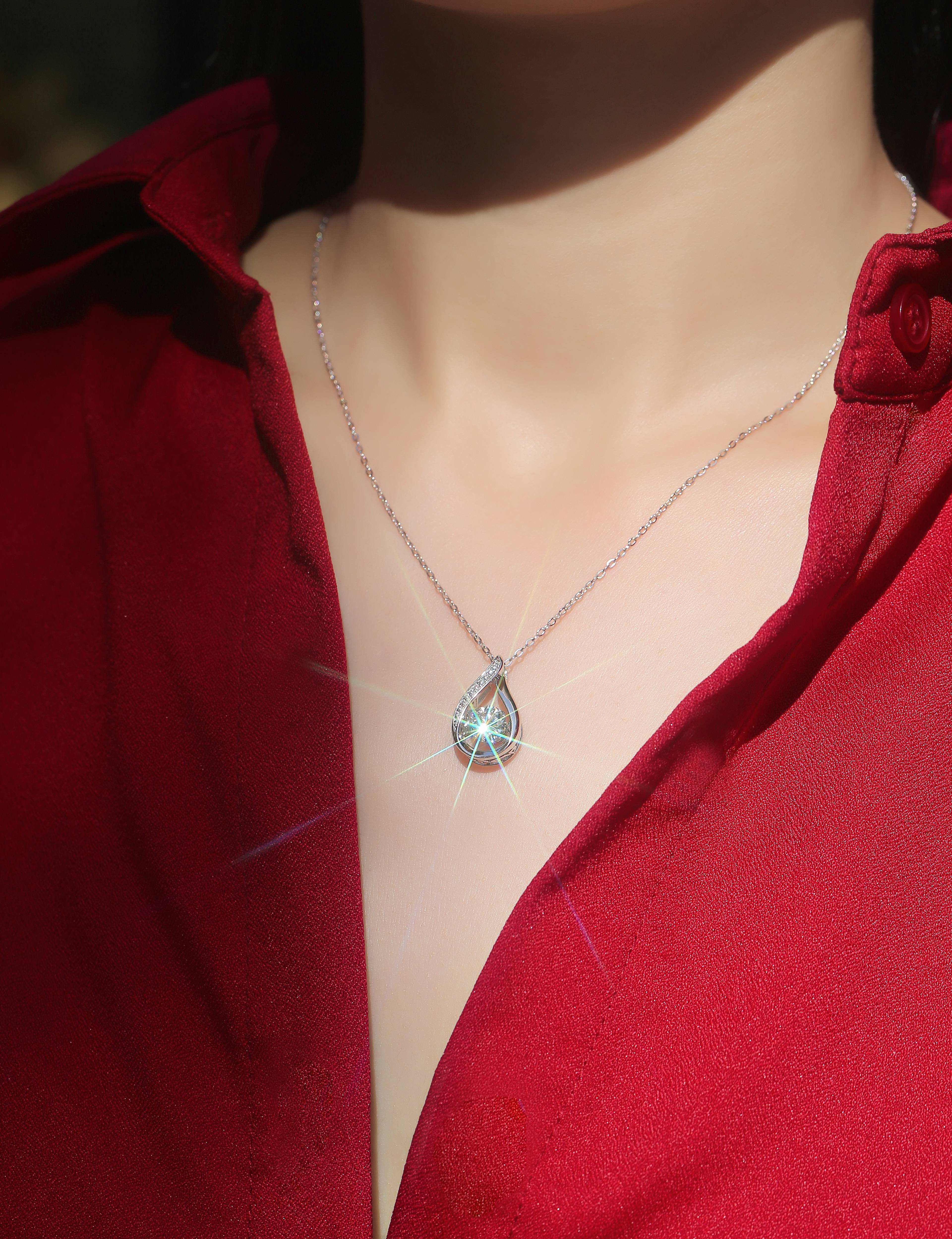 1Smart Drop Luxury Fashion Diamond Pendant Necklace Set With Mosan Diamond Silver Ornaments Prohibit TikTok sales - 5 - CJ