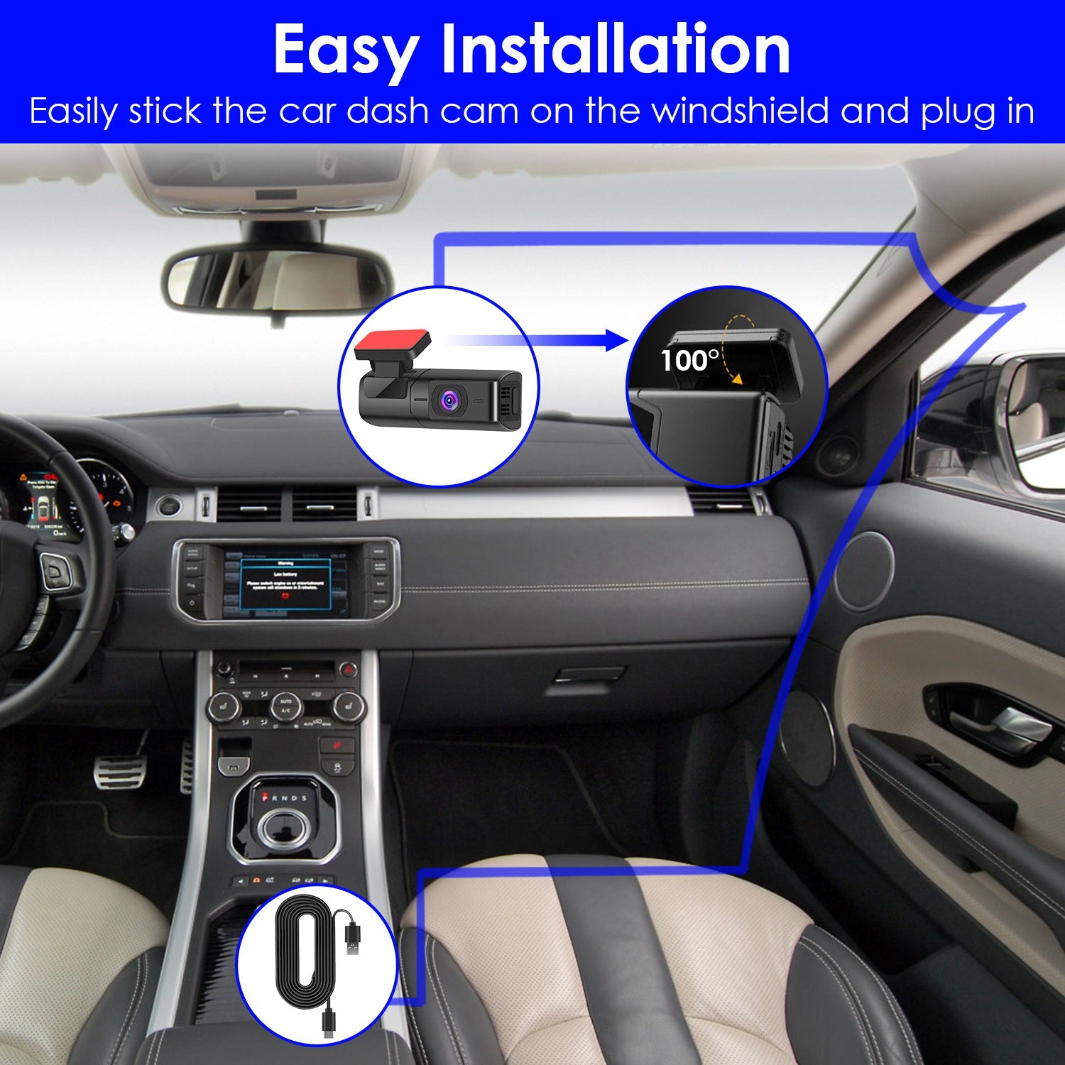 1Pc 2K HD Front Dash Cam For Car With IPS Screen Night Vision Loop Recording Included 32G Storage Card 140 Degree Wide Angle WiFi App Control Front Dashcam - 5.0 - CJ