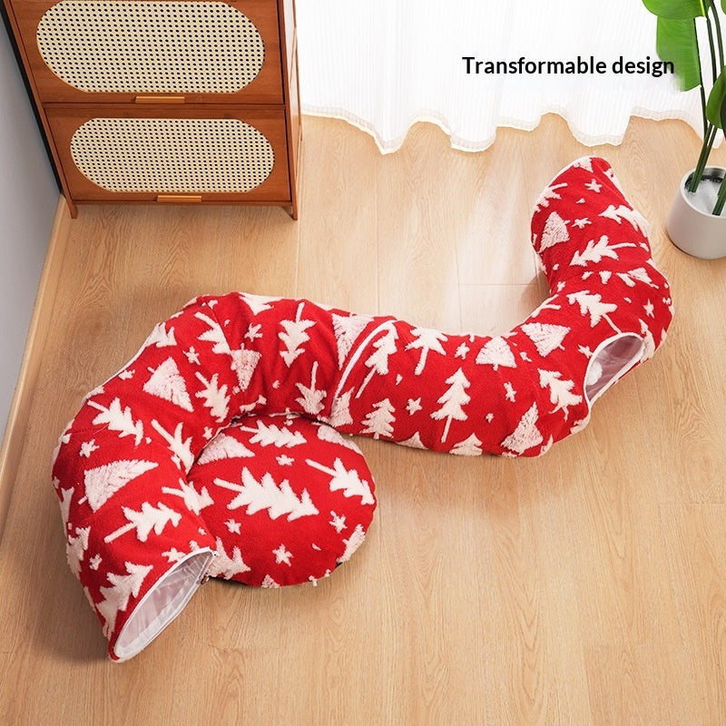 Christmas Tree Cat Tunnel Cat Bed Flannel Pet Nest - 0 - CJ