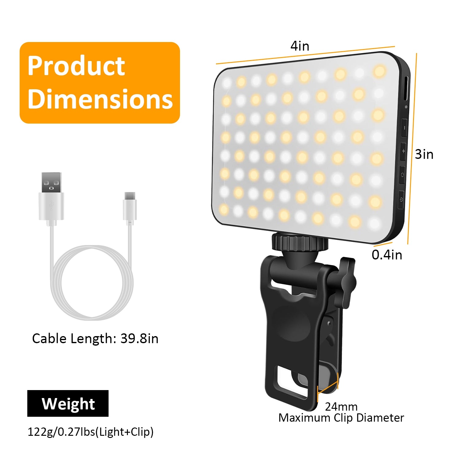 1Pc Rechargeable Selfie Light Fill Light 2000mAh Portable Clip On Light With 3 Light Modes 10 Brightness Levels For Phone Laptop Live Stream Make Up Photography - 5 - CJ