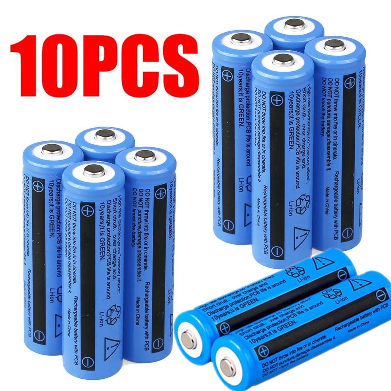 10Pcs 18650 Lithium Battery 3.7V Rechargerable Li - ion 3000mAh Batteries For Torch Flashlight Laser Headlamp - 5 - CJ