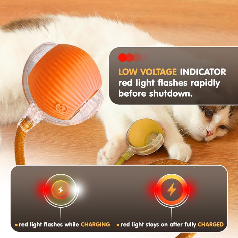 Cat Interactive Ball Toys Automatic Rolling Ball For Kitten Rechargeable Smart Pet Electric Toys With Teaser Sensor Cat Ball Toy - 4 - CJ