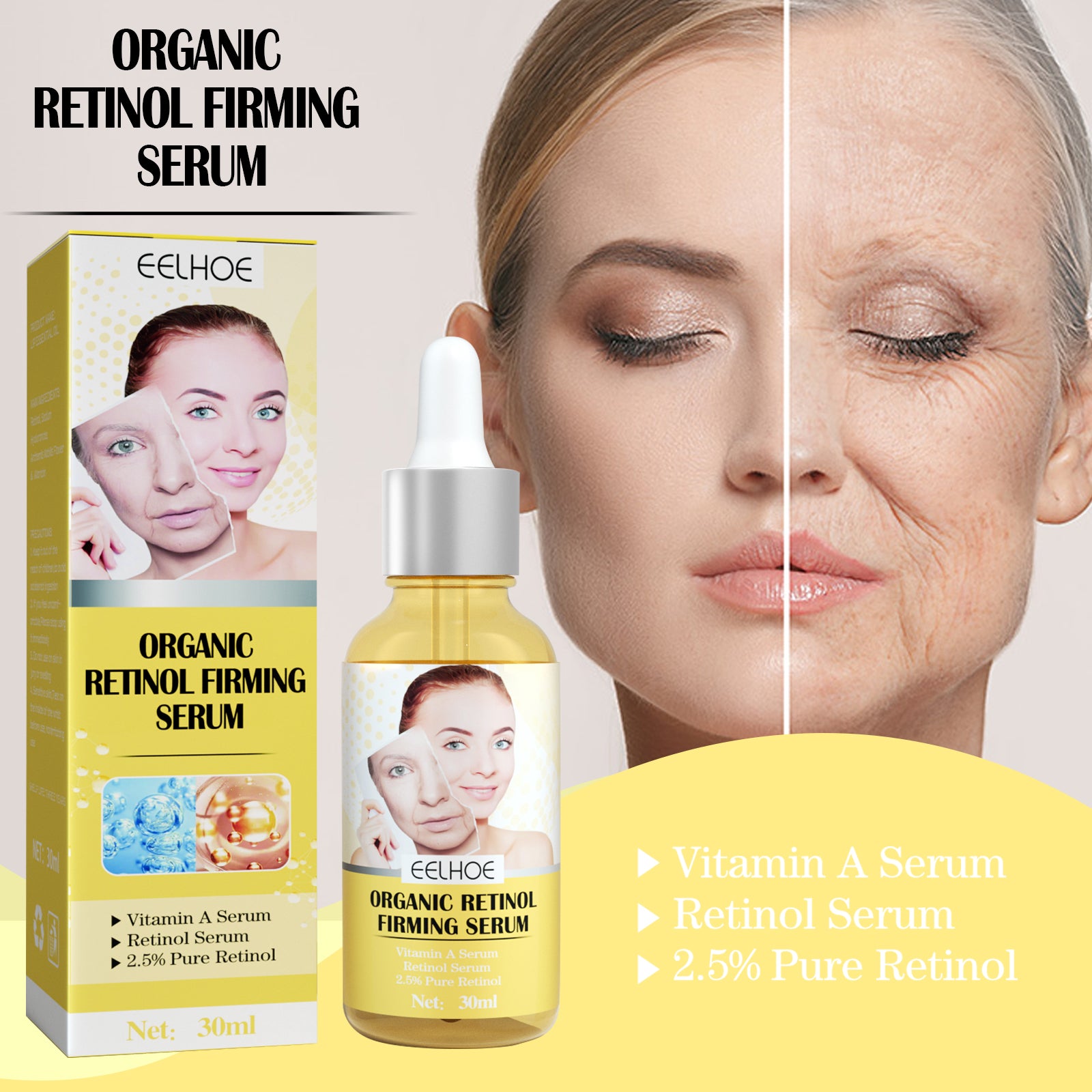 EELHOE Retinol Firming Serum, Face Lift Firming Skin Hydrating Reduce Fine Lines Essence - 5 - CJ