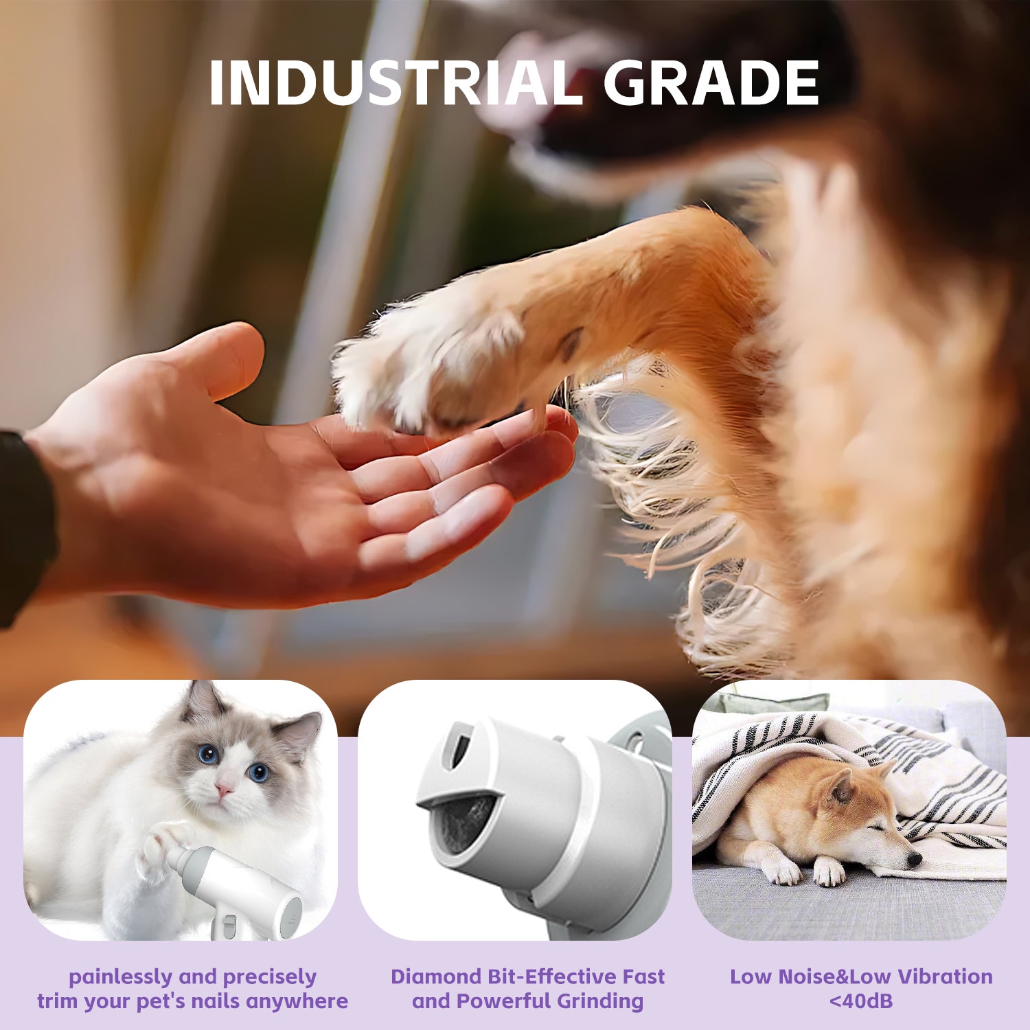 Cat Nail Clippers & Dog Nail Clippers Trimmers For Large Medium Small Dogs Cats Claw Trimmer Quick Sensor And Safety Guard USB Rechargeable With LED Lights Dogs Nail Trimmer - 5 - CJ