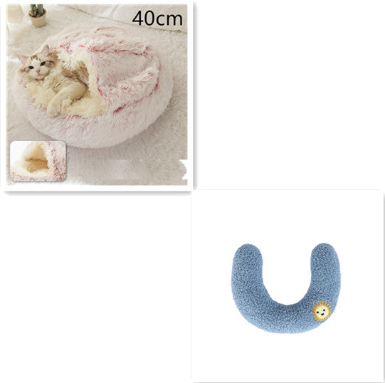 2 In 1 Dog And Cat Bed Pet Winter Bed Round Plush Warm Bed House Soft Long Plush Pets Bed Pet Products - 0 - CJ