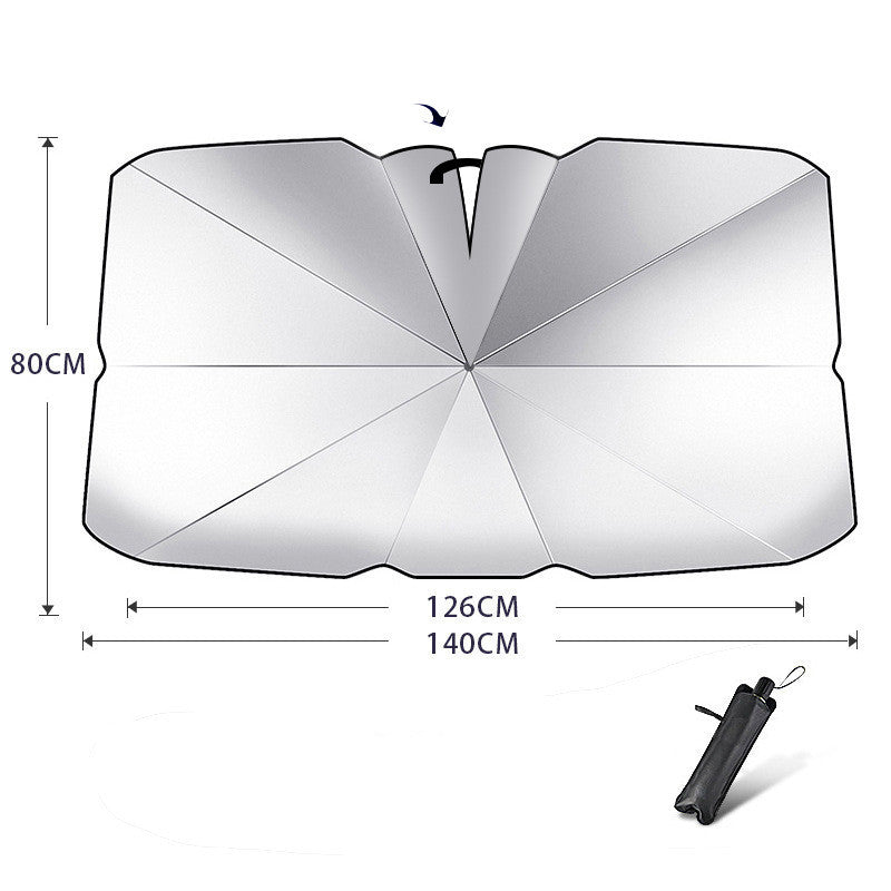 Foldable Car Windshield Sun Shade Umbrella UV Protection Heat Insulation Parasol Auto Front Window Cover Interior Protector Summer Gadgets - 0 - CJ - Titanium silver - Open Large - CJQT123821513MN