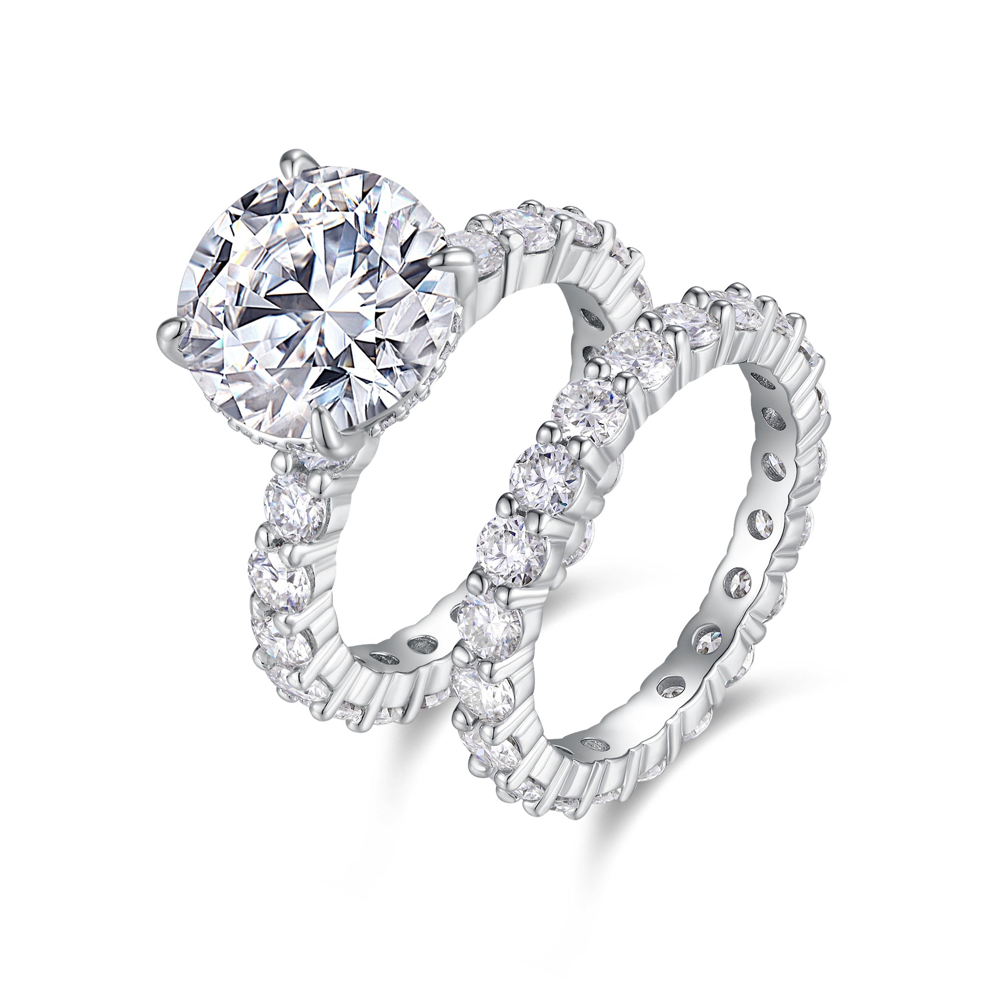 1Time Vow - Fashionable Men’s And Women’s Ring Row Jewelry Set With 5 - carat Moissan Diamond S925 Sterling Silver And Platinum - plated Diamond Prohibit TikTok sales - 5 - CJ
