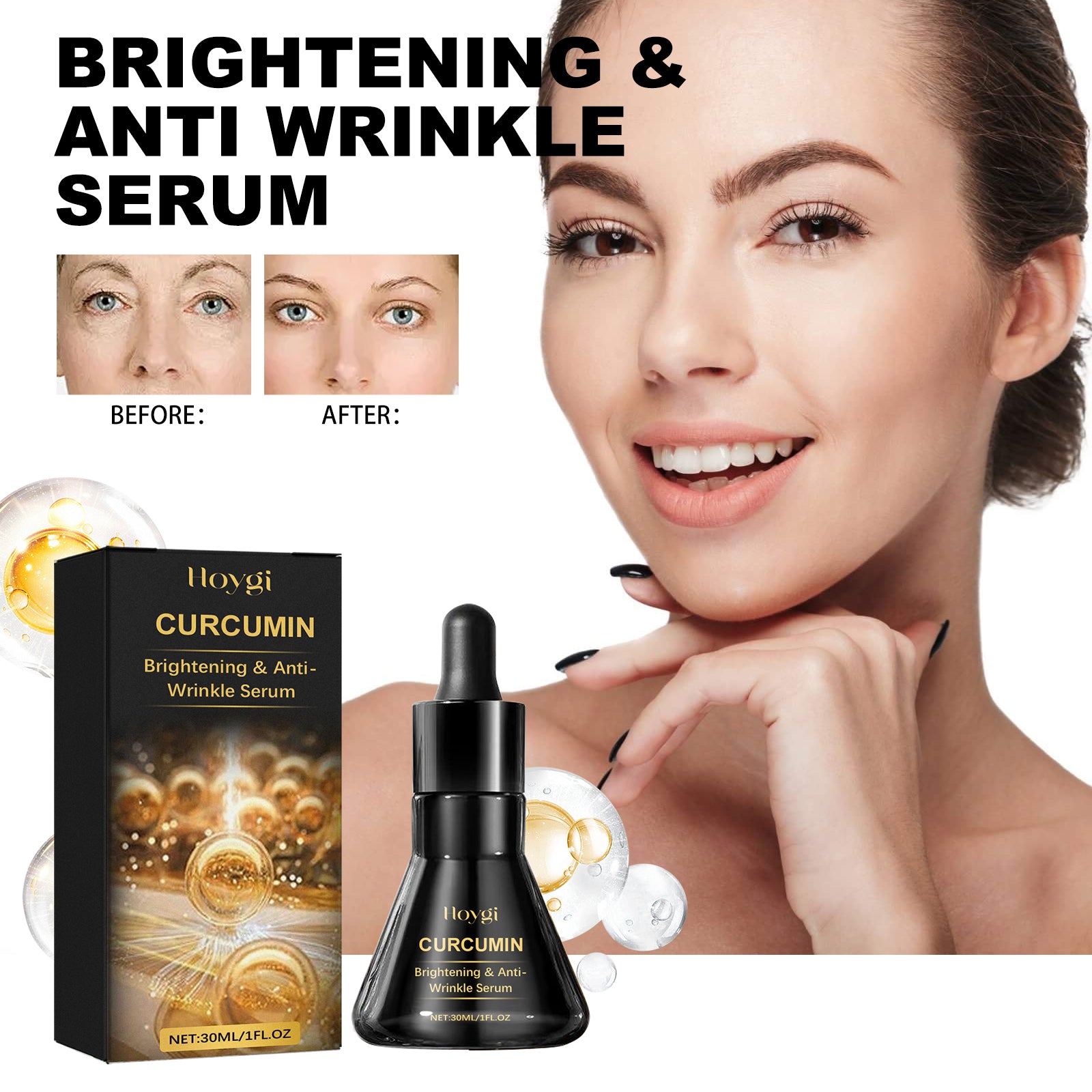 Hoygi Brightening & Anti Wrinkle Serum, Anti - Aging Reduce Dark Spots Dark Yellow Wrinkles Smooth Skin Hydration Firm - 5 - CJ