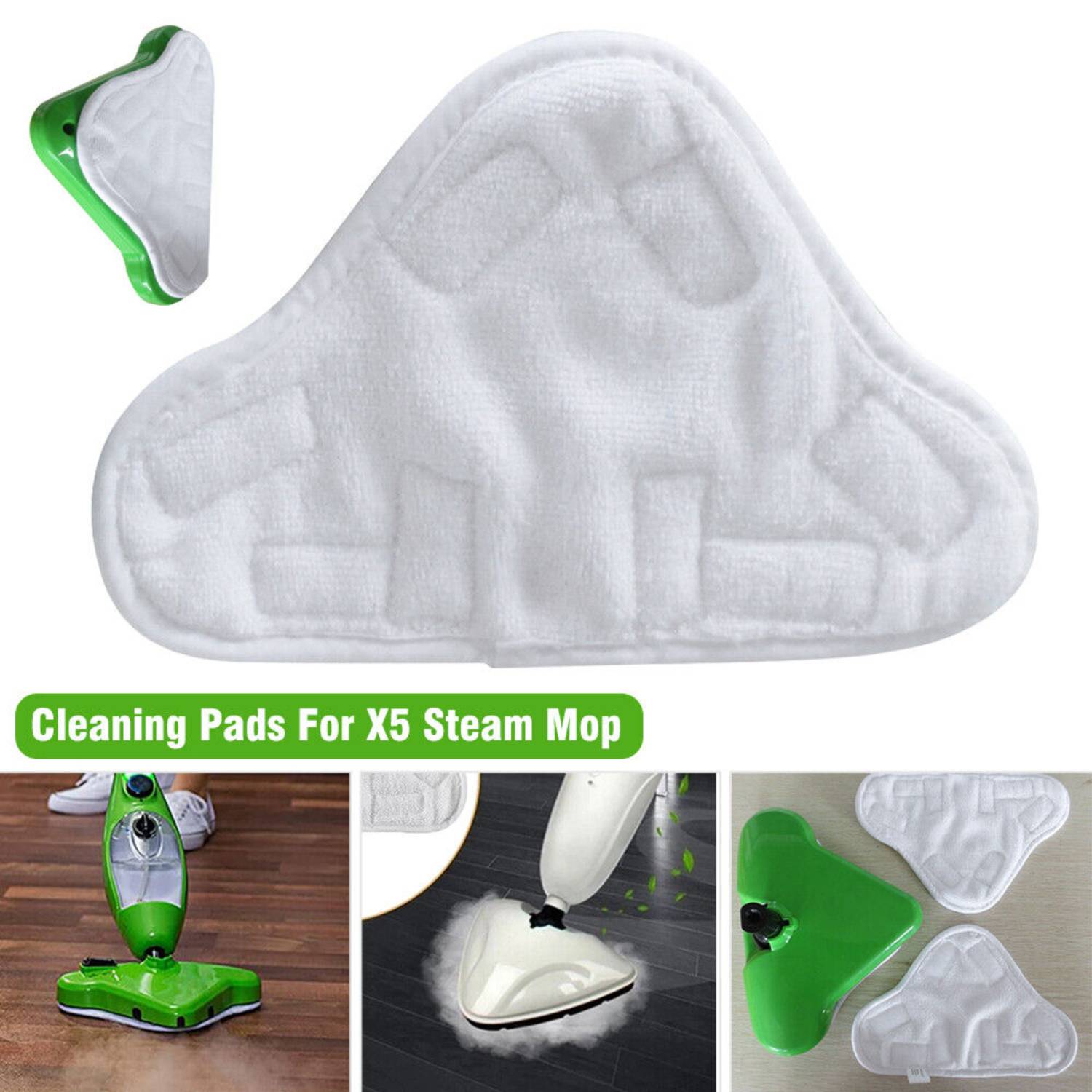 5PCS Stick On White Washable Cleaning Pads Microfiber For X5 Steam Mop H2O - 5.0 - CJ