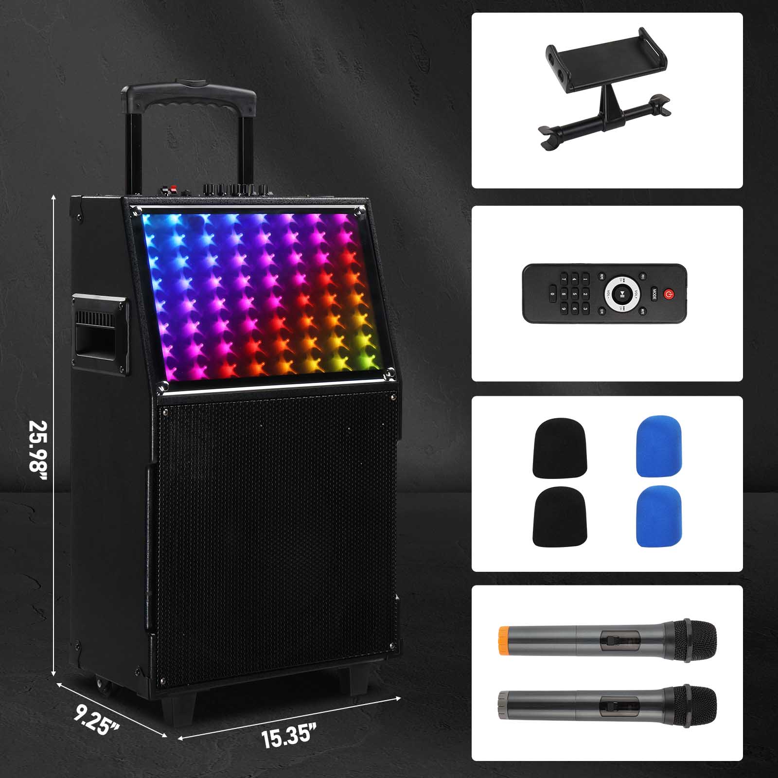 12in 60W LED Spectrum Light Bluetooth Remote Control Rod Speaker - 5 - CJ