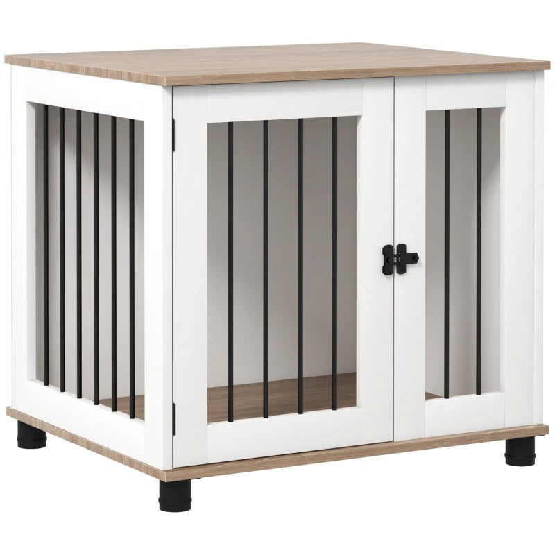Dog Kennel Furniture Side End Table Indoor With Lockable Door, For Small And Medium Dogs, Walnut Brown - 5 - CJ