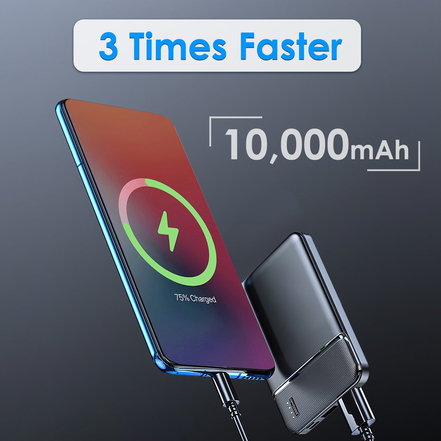 1Pc 30000mAh 20000mAh 1W MAh Fast Charging Power Bank With 1 USB Cable Fit For IOS Phone 15 14 13 And More - 5 - CJ