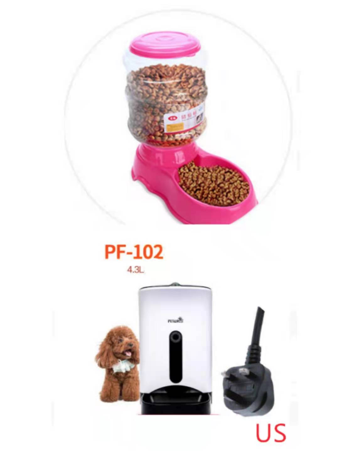 3.5L pet automatically feeding basin - 0 - CJ - Pink us - Food PF102 - CJJJCWGY00043 - Pink us - Food PF102