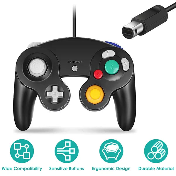 Shock Wired Game Controller Gamepad Compatible With Nintendo Wii Gamecube - 5.0 - CJ