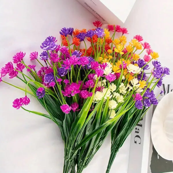 5 Bundles Artificial Flowers For Outdoor Faux Artificial Plants UV Resistant Plastic Flower Bulk Window Box Home Wedding Farmhouse - 5 - CJ