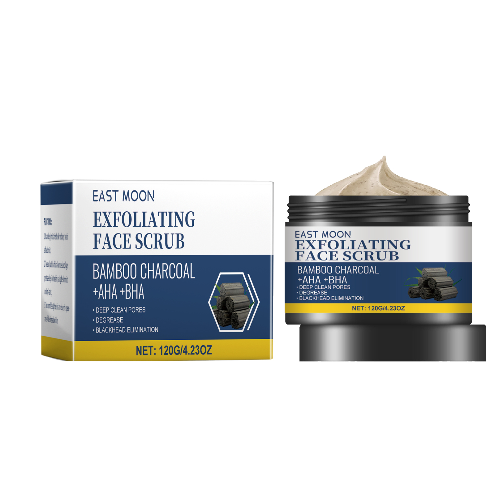 East Moon Charcoal Facial Scrub, Gentle Exfoliating Comfort Cleansing Face Moisturizing Moisturizing Scrub - 5 - CJ