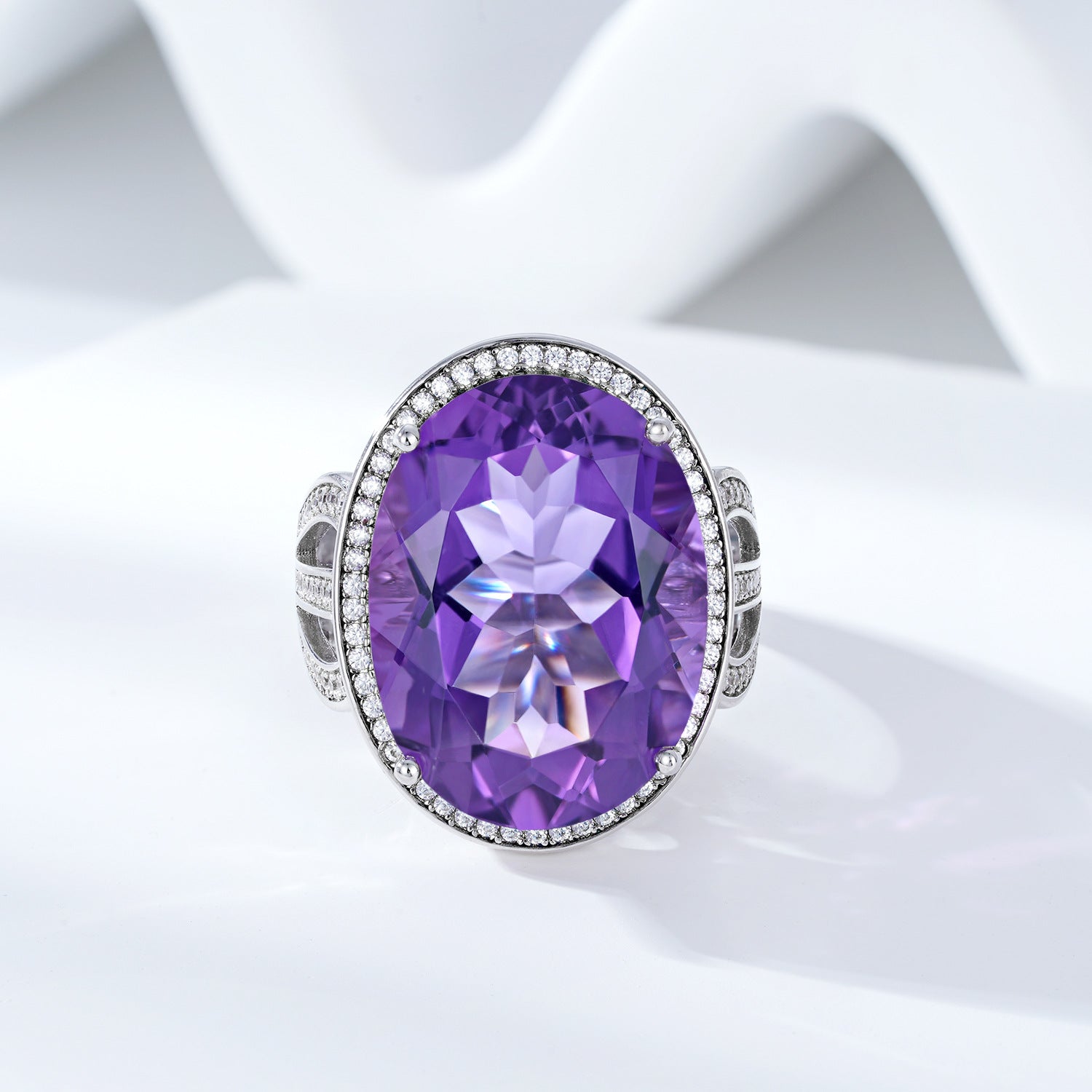 Natural Amethyst Ring Luxury Gem Jewelry Temperament S925 Silver - 4 - CJ