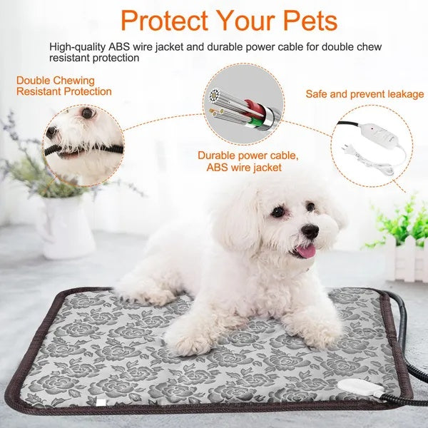 Pet Heating Pad Dog Cat Electric Heating Mat Waterproof Adjustable Warming Blanket - 5 - CJ