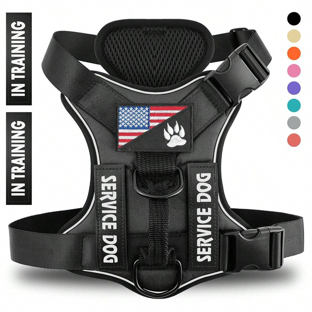 Reflective Breathable Solid Color Polyester Dog Strap - 5 - CJ