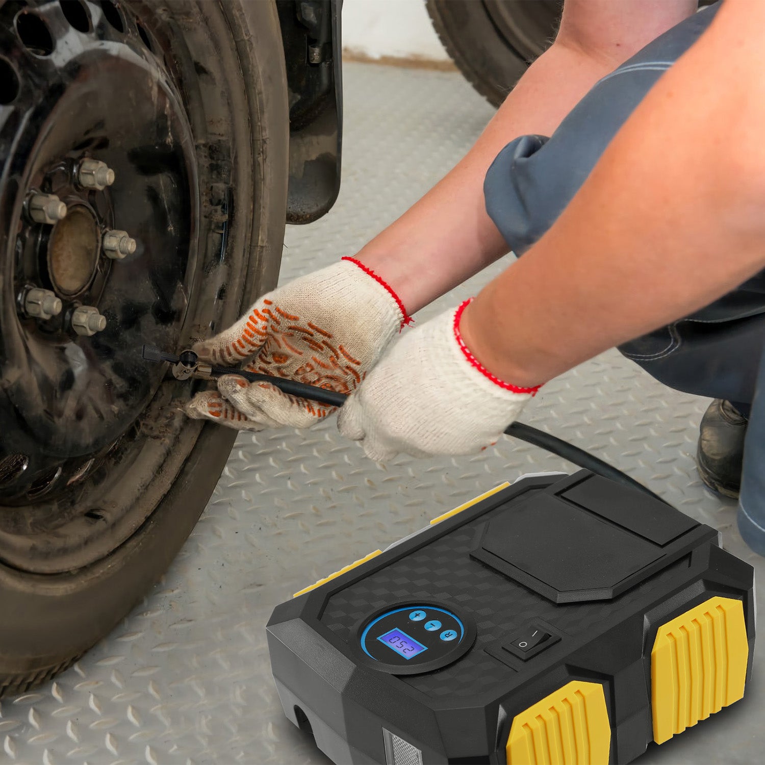 Tire Inflator 12V DC 120W 150PSI With LCD Electric Air Compressor 25L Per Min Large Air Flow - 5 - CJ